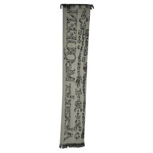 Alexander Mcqueen Printed Fringed Scarf in Grey Wool